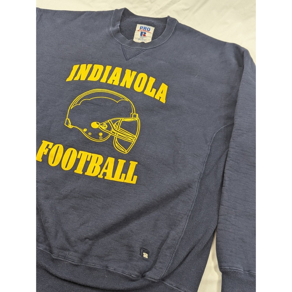Vtg 90s Indianola Football Navy USA Made Russell Athletic Sweatshirt‎ XL Pro